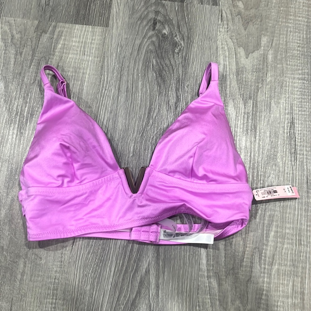 victoria’s secret swim V hardware bikini top NWT large